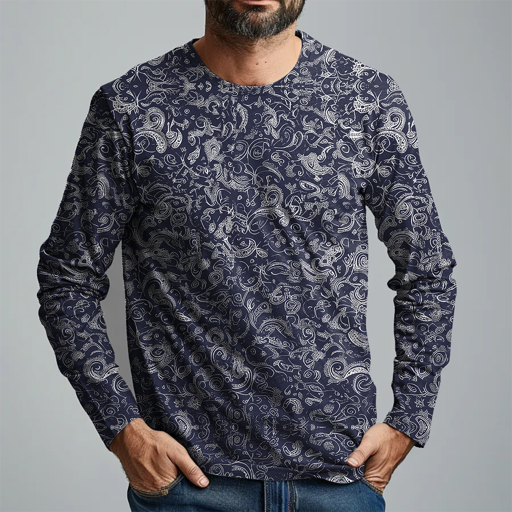 TomsloverPrint Pullover Long Sleeve Casual Tee