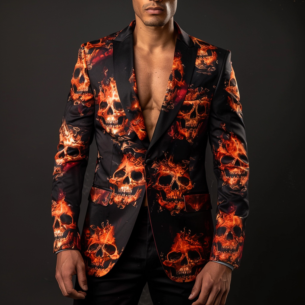 TomsloverMen's Halloween Casual Blazer Jacket Blazer Regular Fit  Single Breasted One-button 