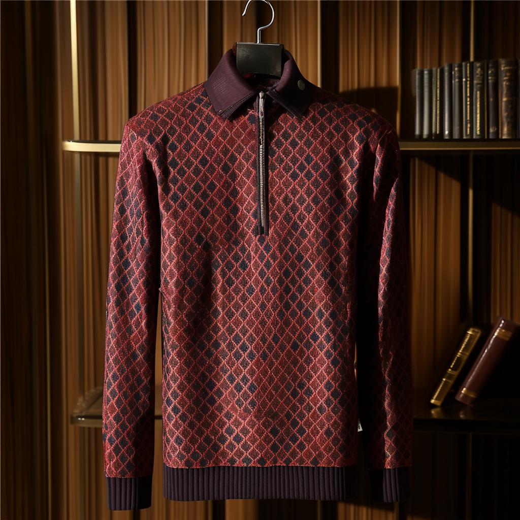 Men's casual half-zip polo shirt