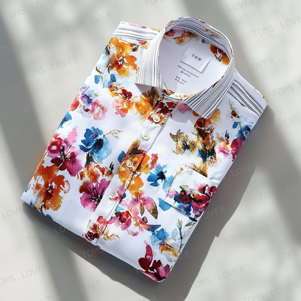Men's casual Floral watercolor print shirt
