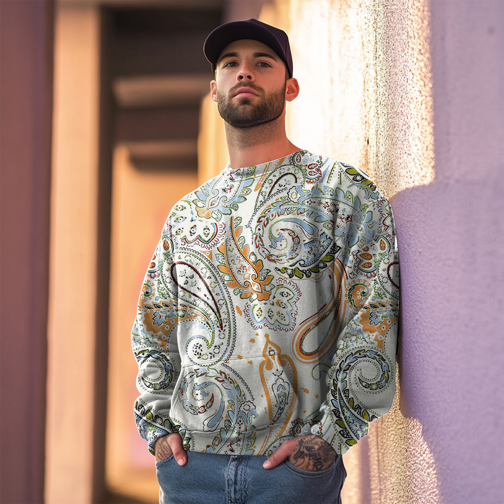 TomsloverPrint Sweatshirt Round Neck Pullover Men