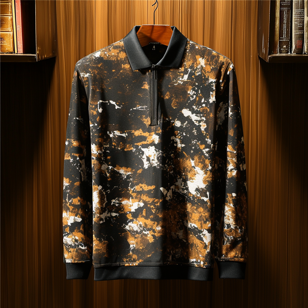 Men's casual half-zip polo shirt