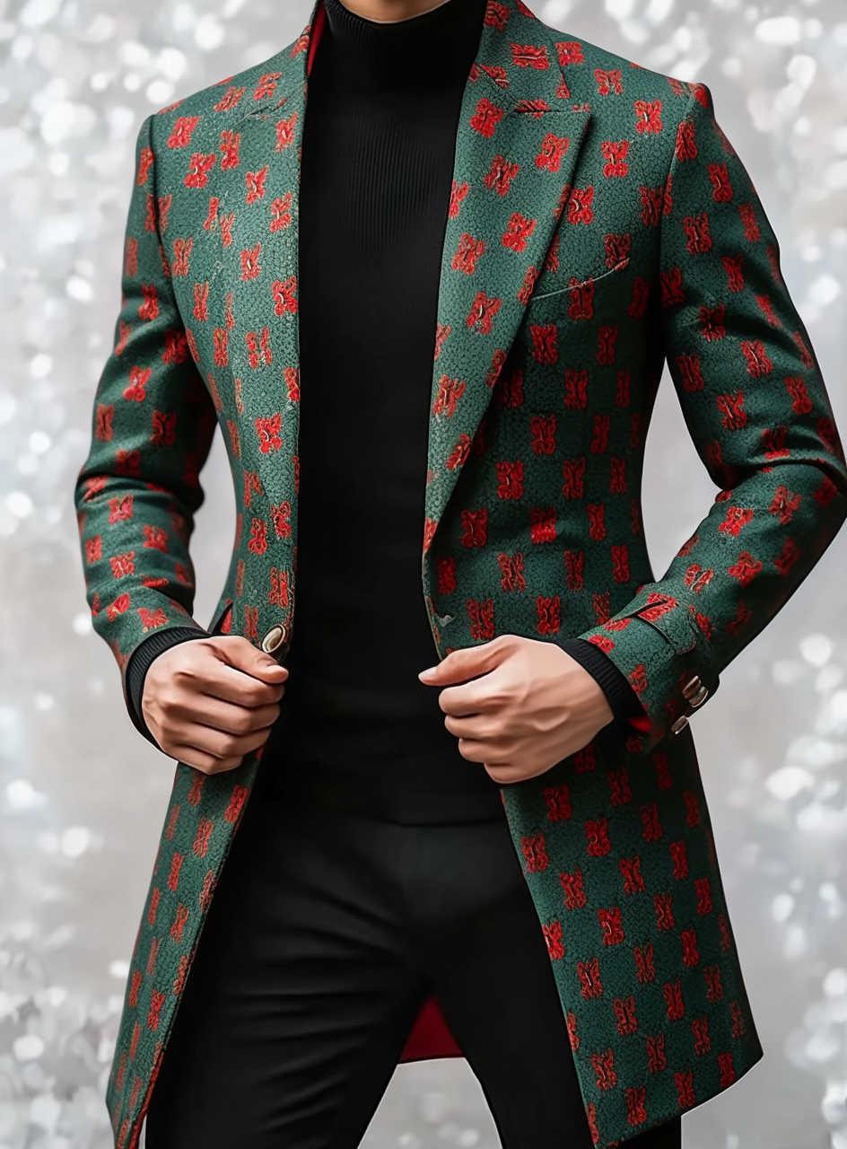 Gentleman's printed jacket overcoat mid-length coat