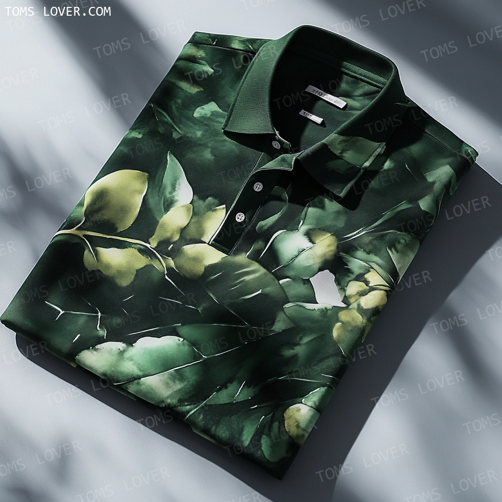 Floral botanical print polo shirt Men's polo shirt