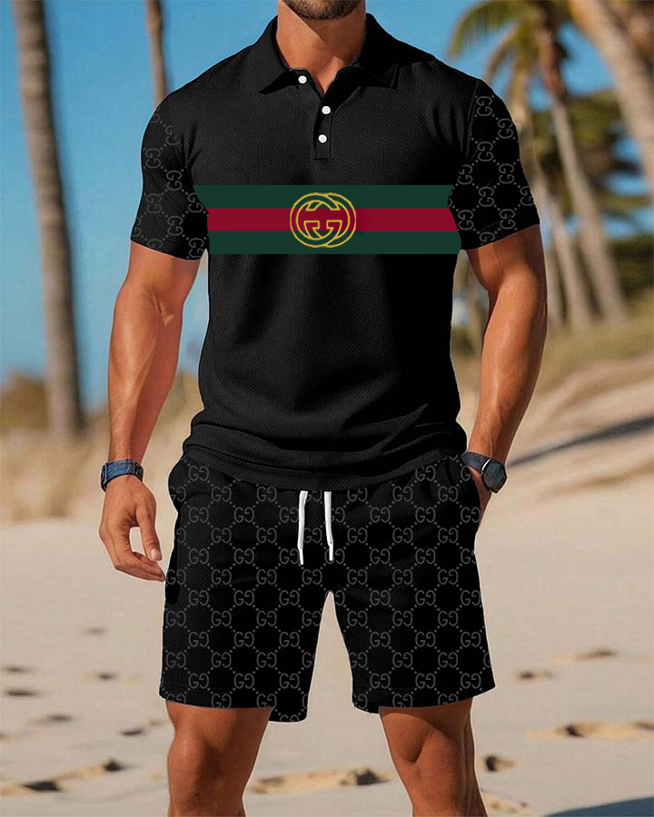 Men's  Print Polo Set Polo Shirt