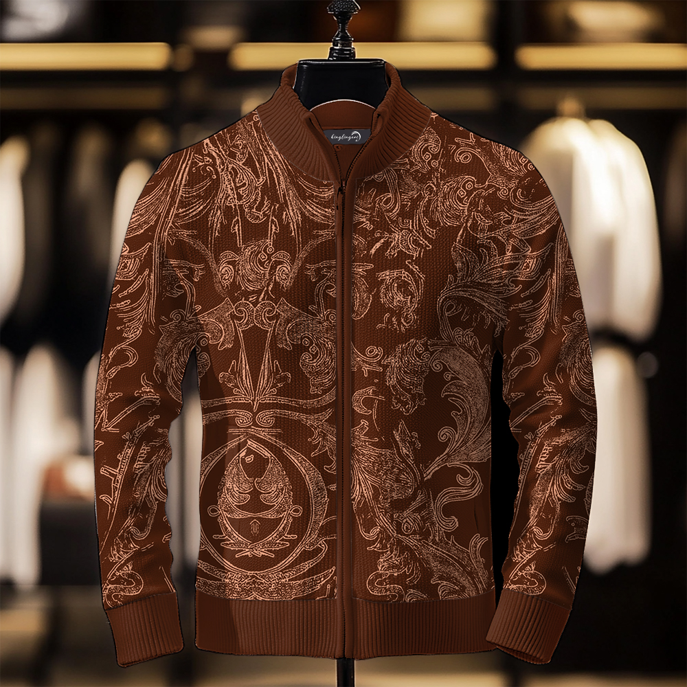 TomsloverMen's Fashion Stand Collar Cardigan Sweater Knit Jacket