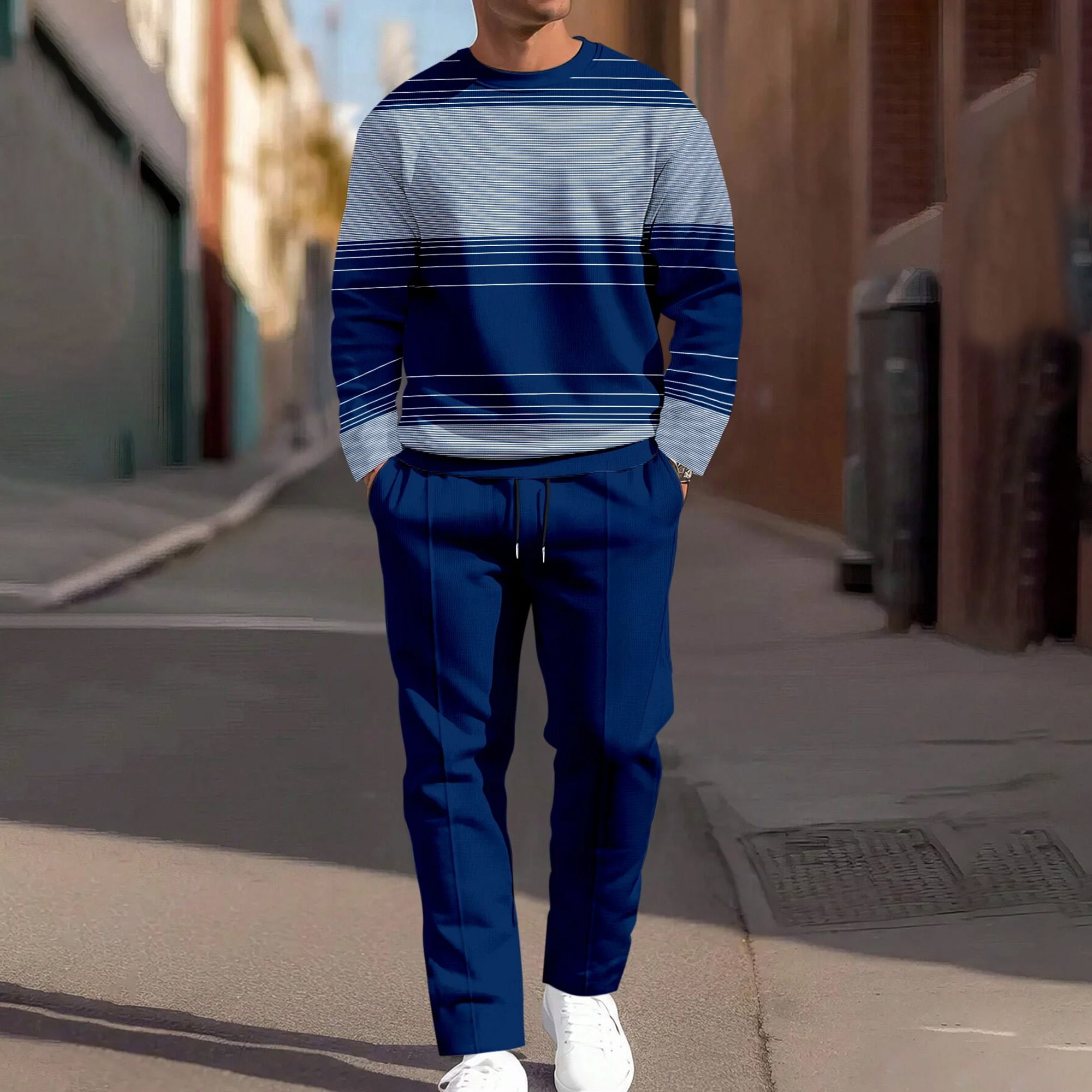 Men's Simple Round Neck Casual Sports Set 