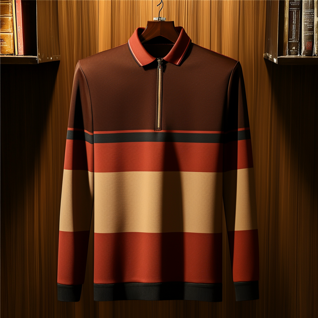 Men's casual half-zip polo shirt