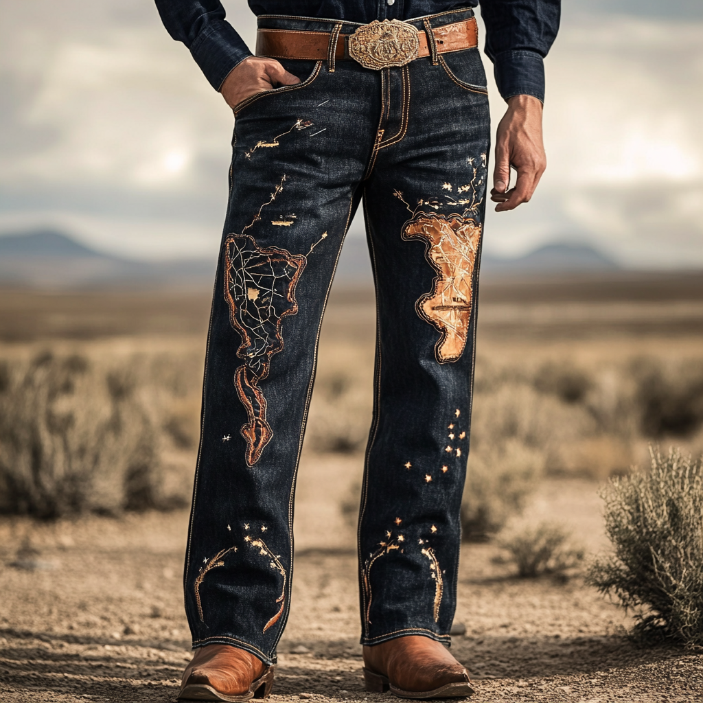 High-quality jeans with a graphic pattern