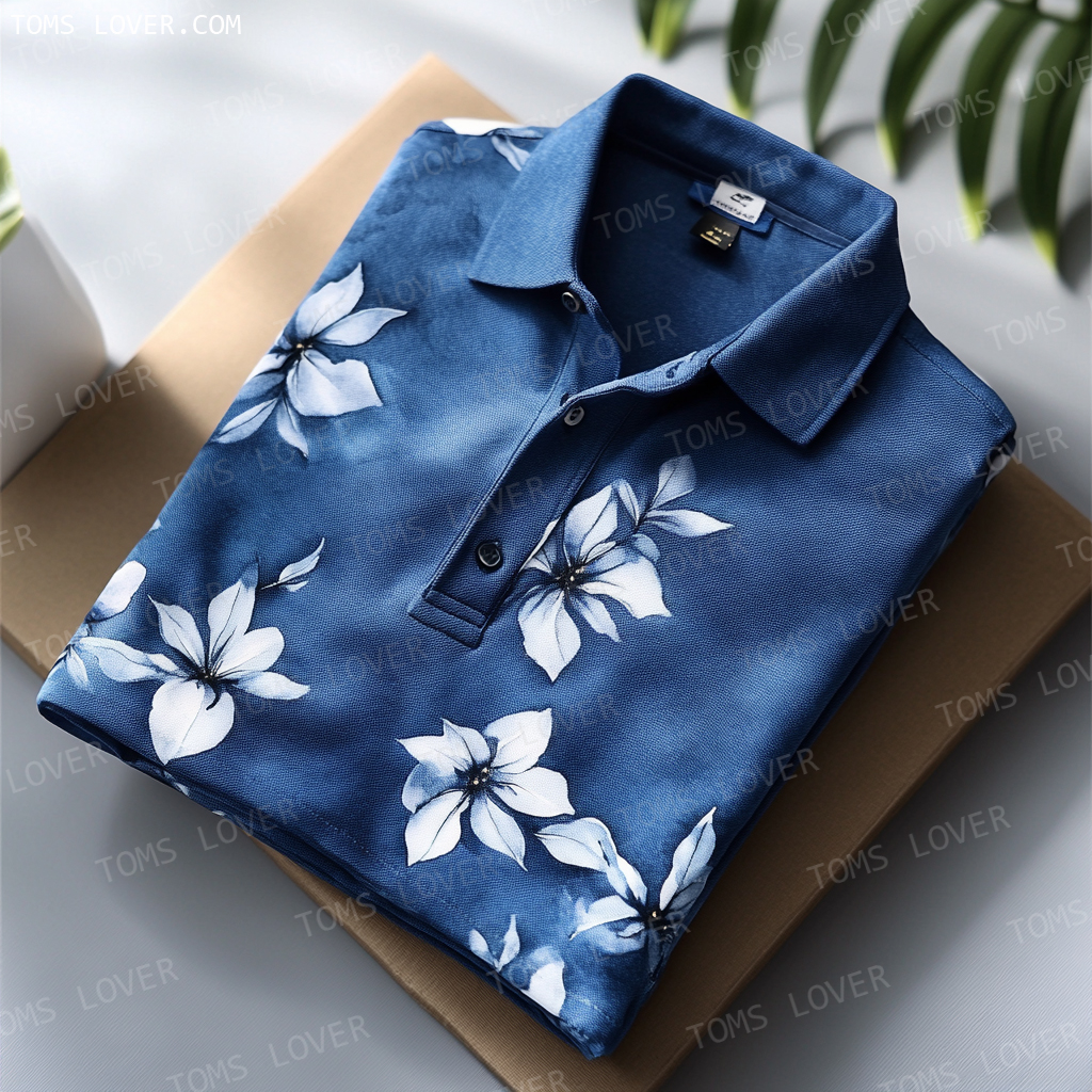 Floral botanical print polo shirt Men's polo shirt