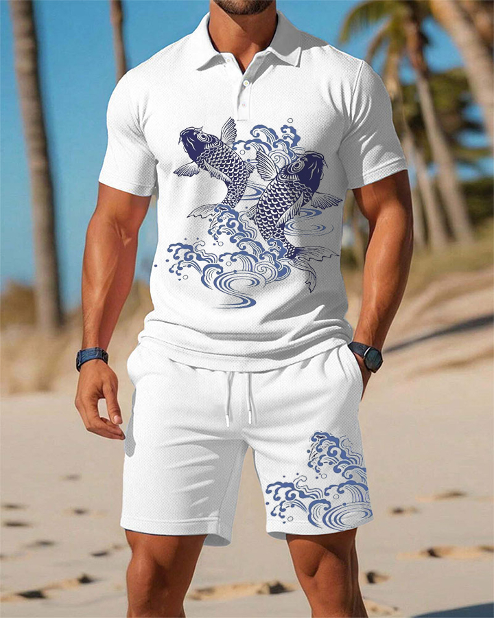 Men's  Print Polo Set Polo Shirt