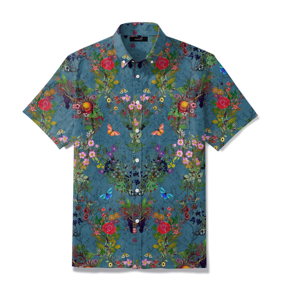 TomsloverMen's Unique Print Shirt with Pockets
