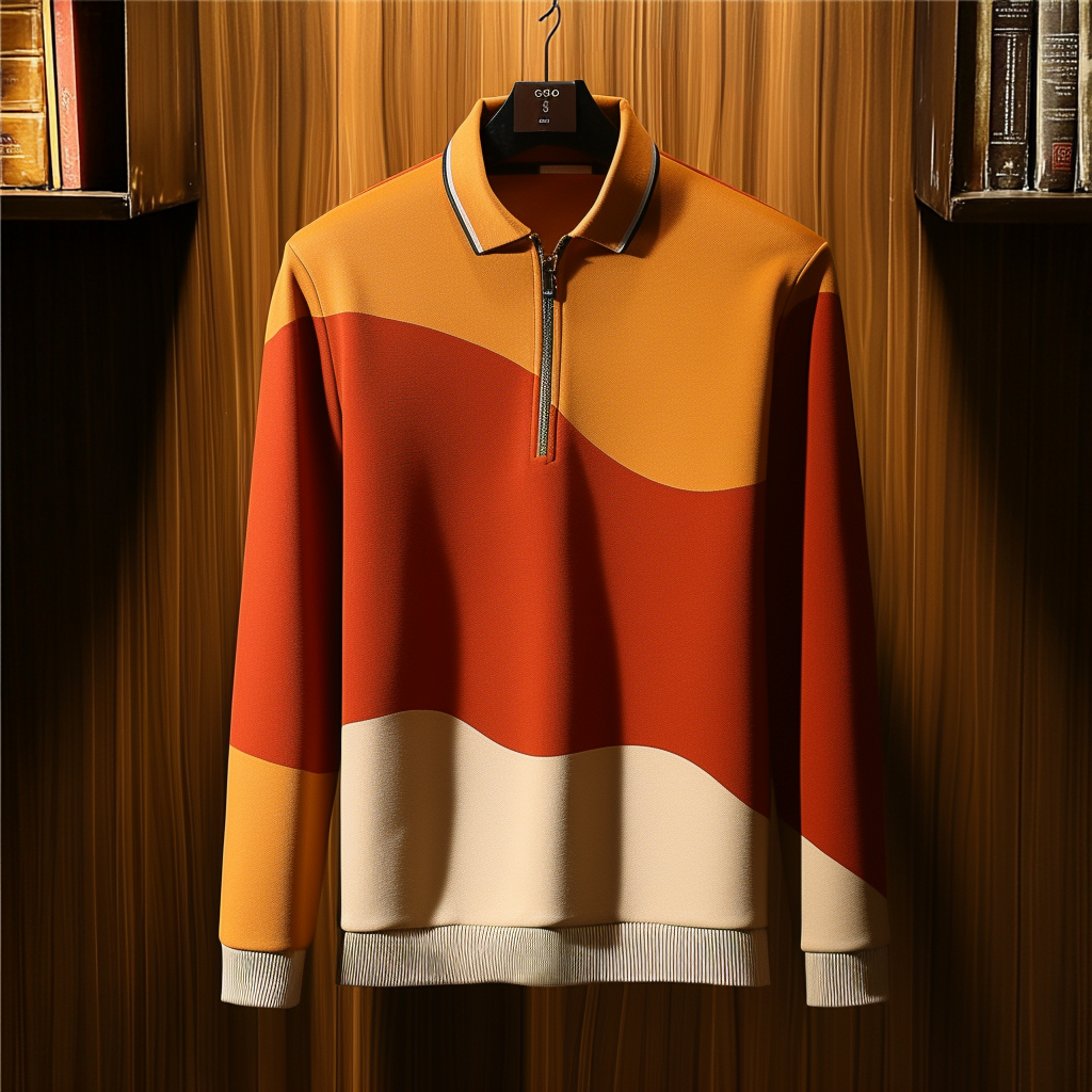 Men's casual half-zip polo shirt