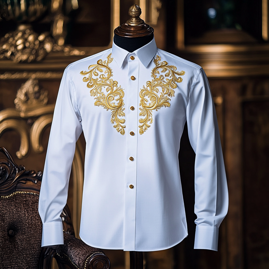 Luxurious satin stand collar long sleeve shirt