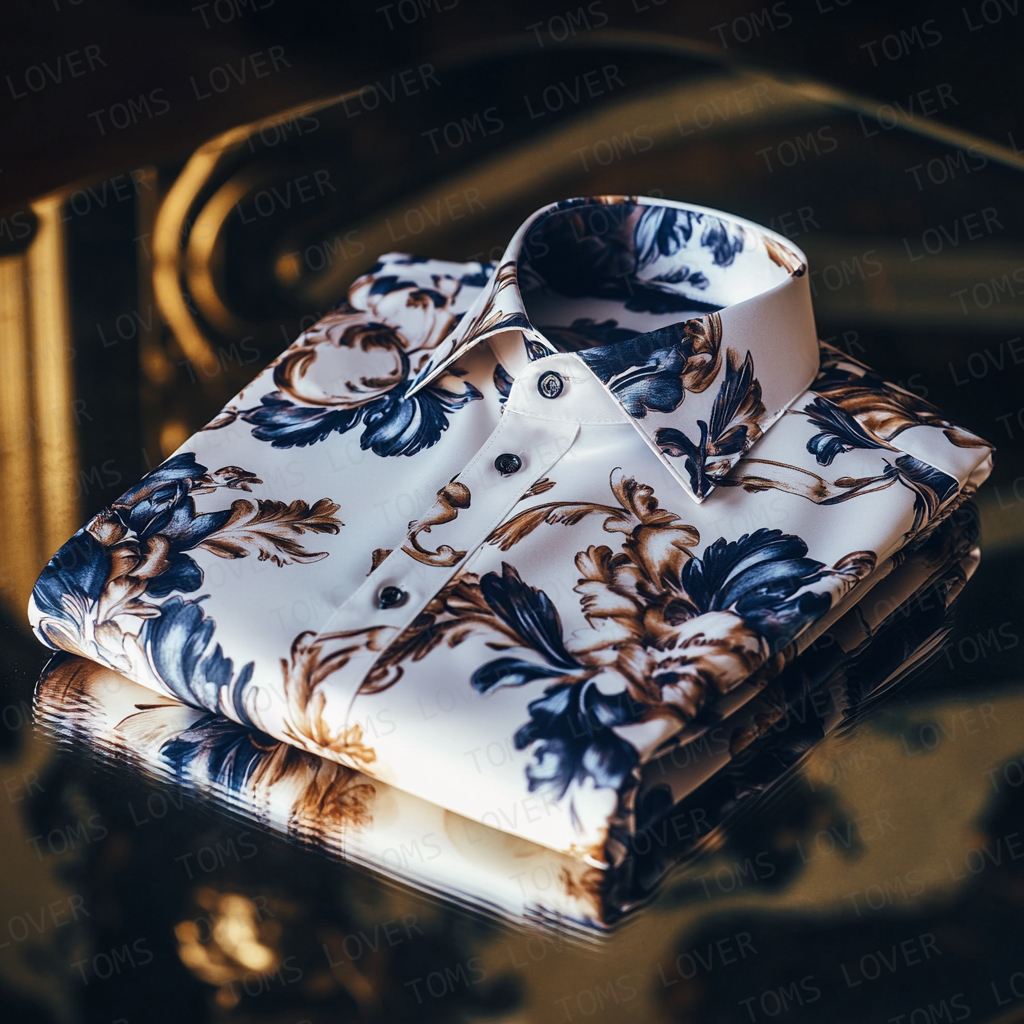 Floral Scroll Pattern Shirt Men's Shirts