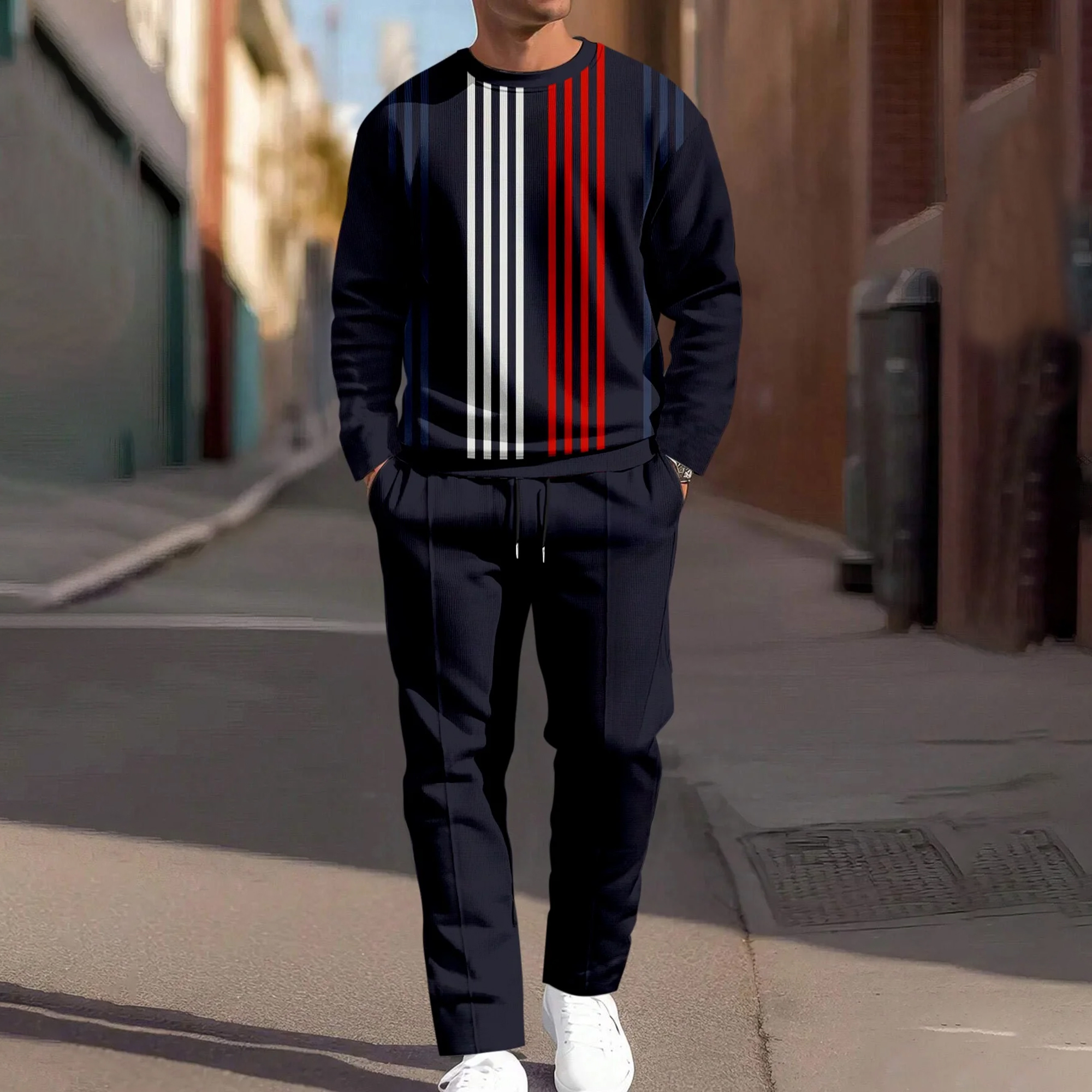 Men's Simple Round Neck Casual Sports Set 