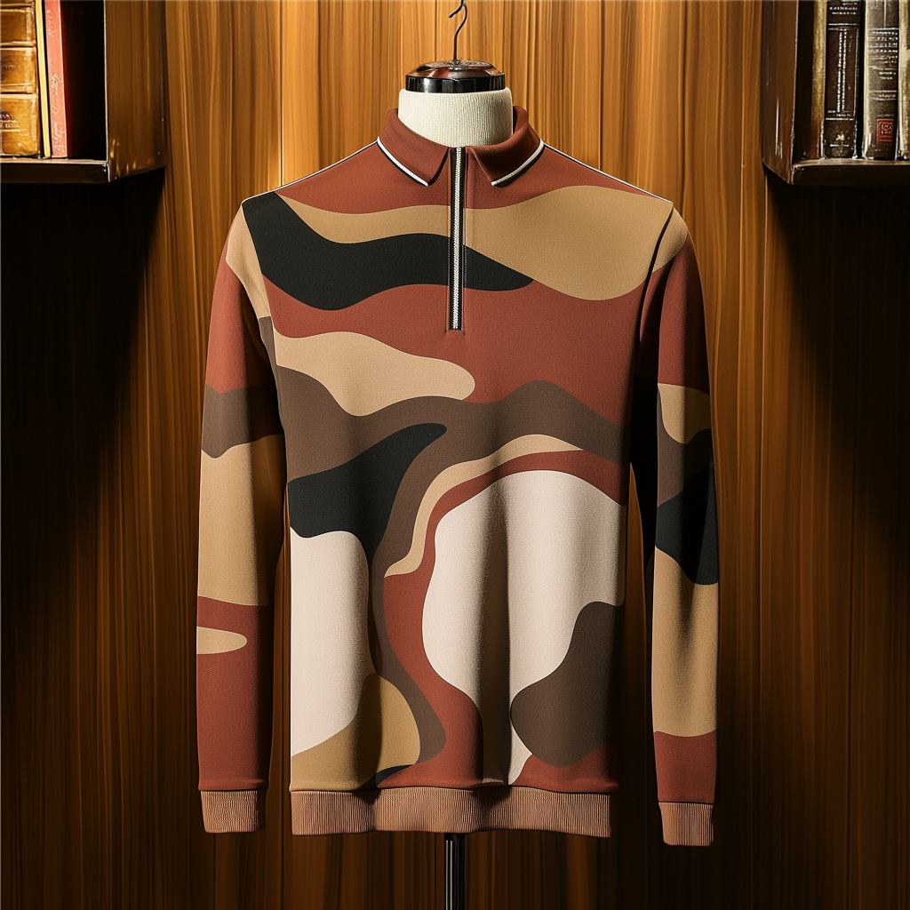 Men's casual half-zip polo shirt