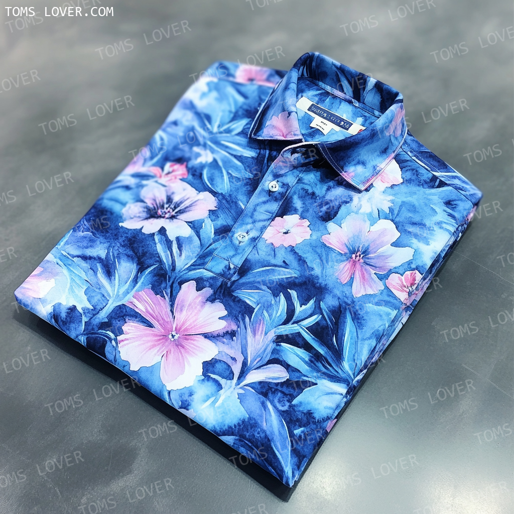 Floral botanical print polo shirt Men's polo shirt