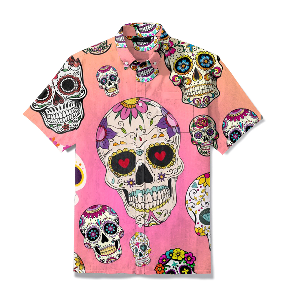 TomsloverMen's Unique Print Shirt with Pockets