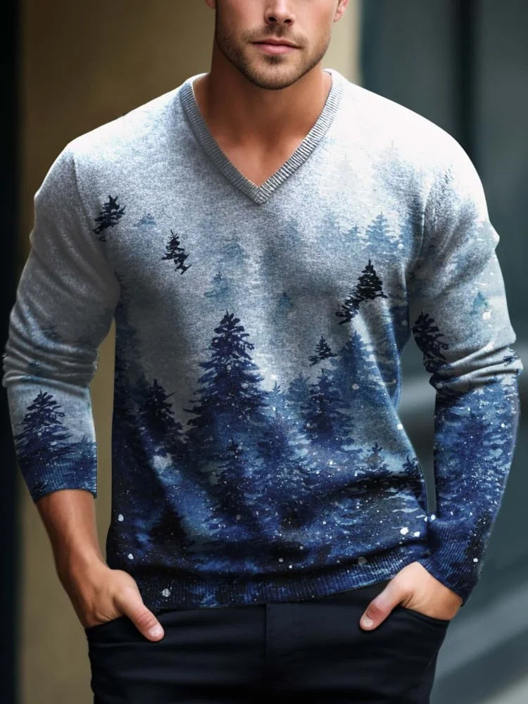 Men's V-neck Lnit long-sleeved sweater 