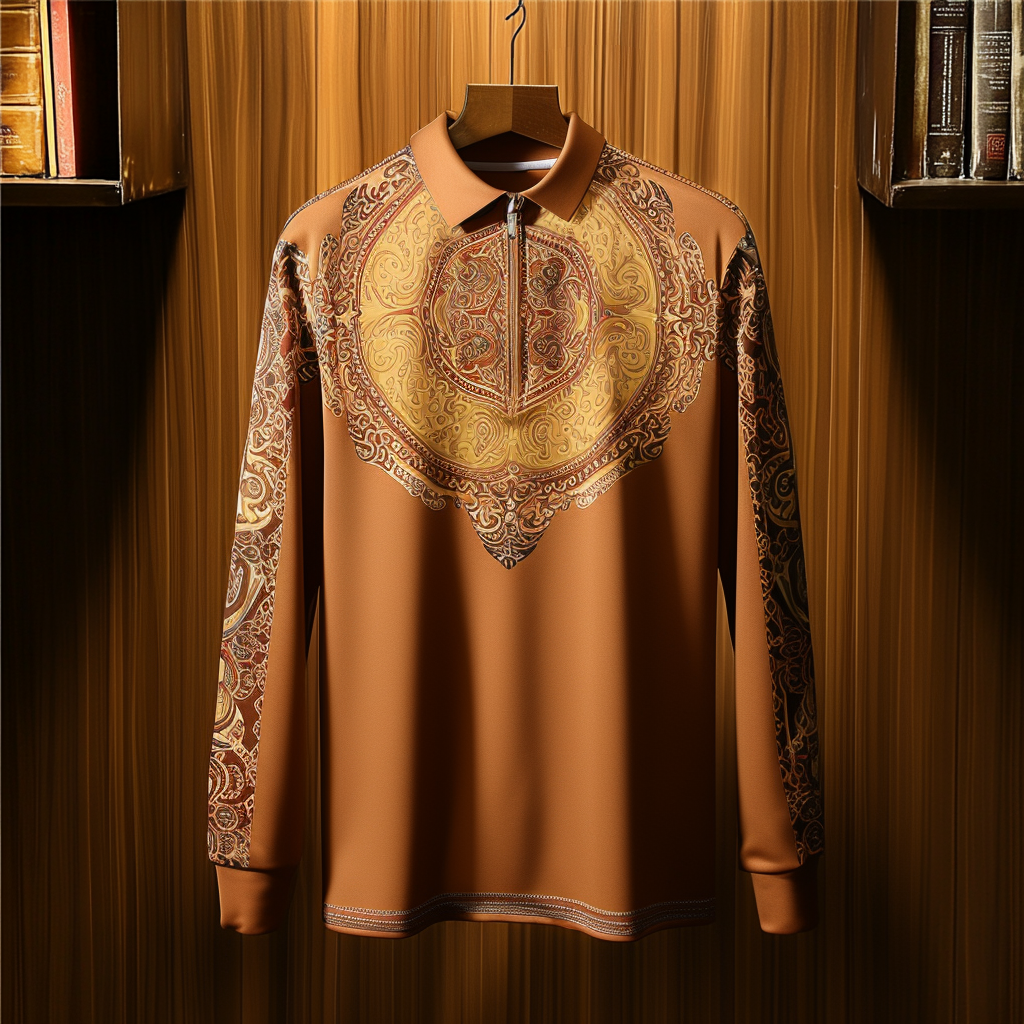 Men's casual half-zip polo shirt