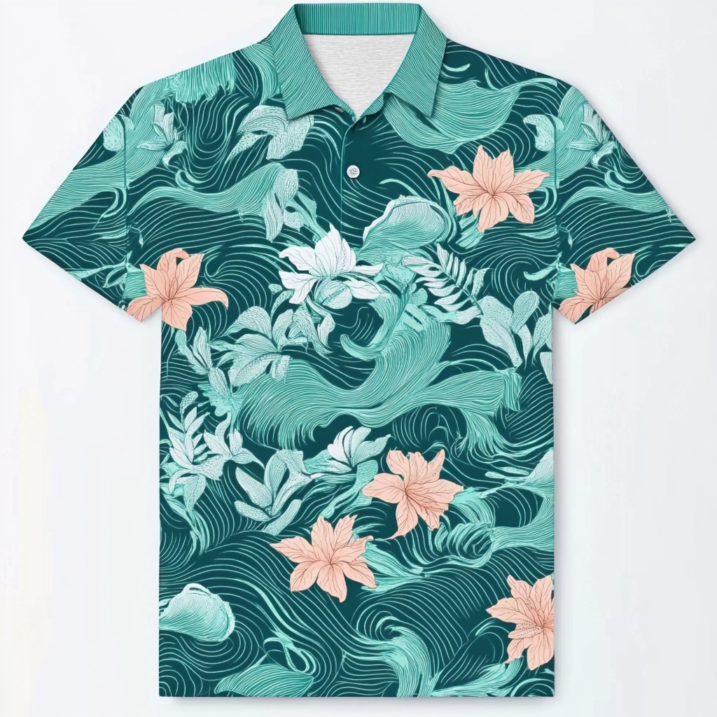 Fashionable casual men's printed polo shirt