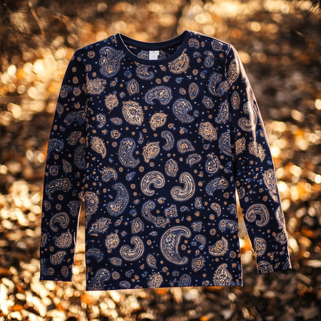 Paisley Print Pullover Long Sleeve Casual Tee