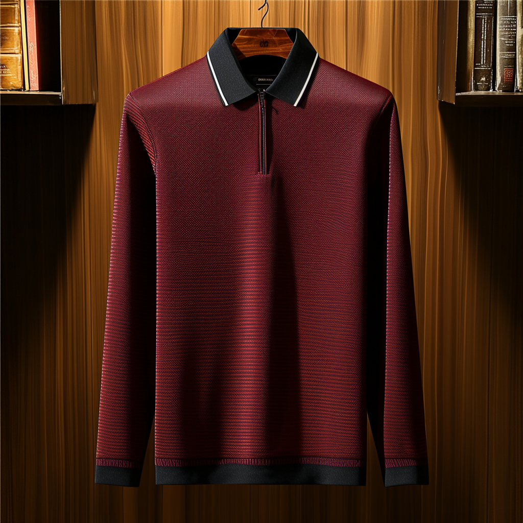 Men's casual half-zip polo shirt