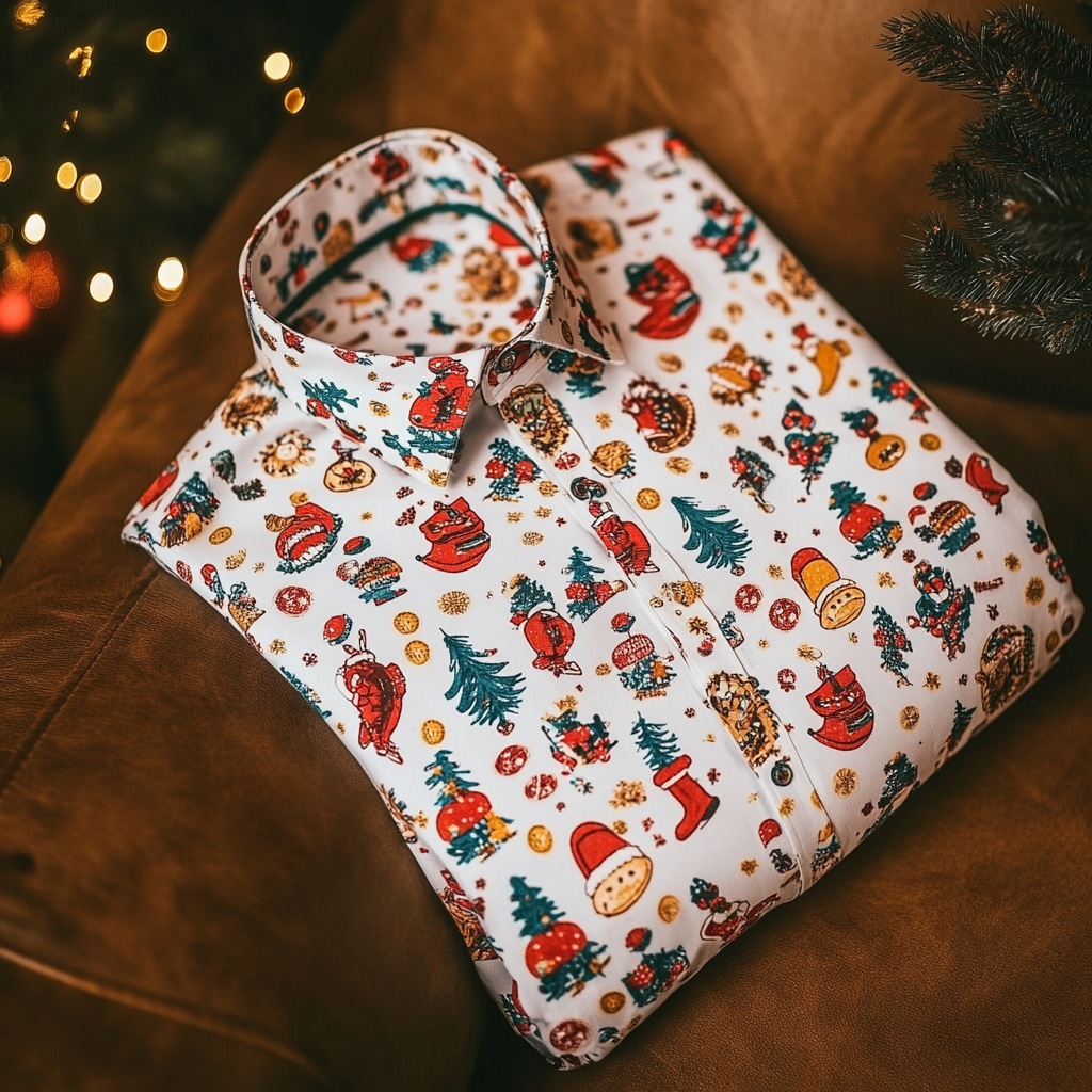 Christmas gift printed long sleeved shirt for men