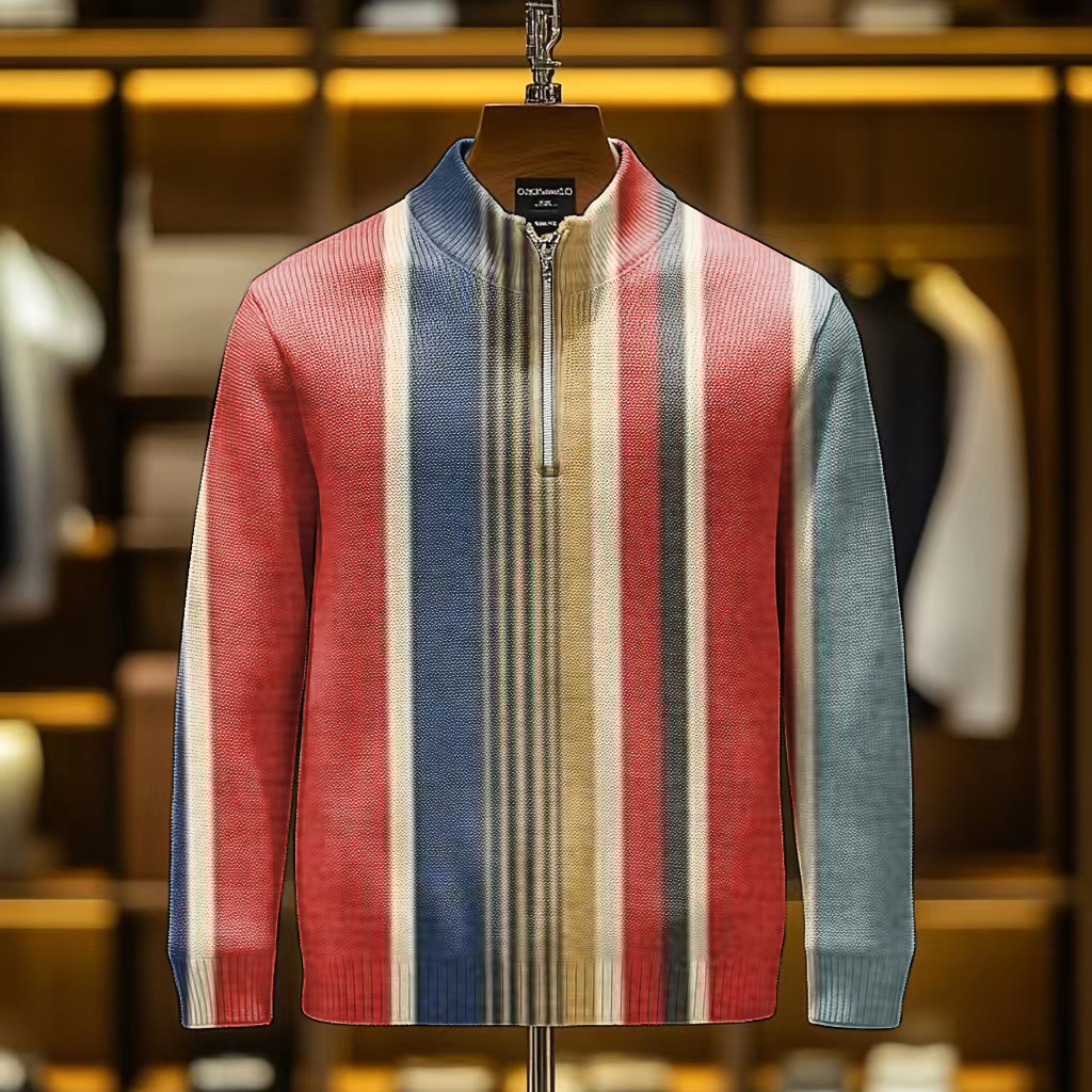 Men's casual half-zip polo shirt