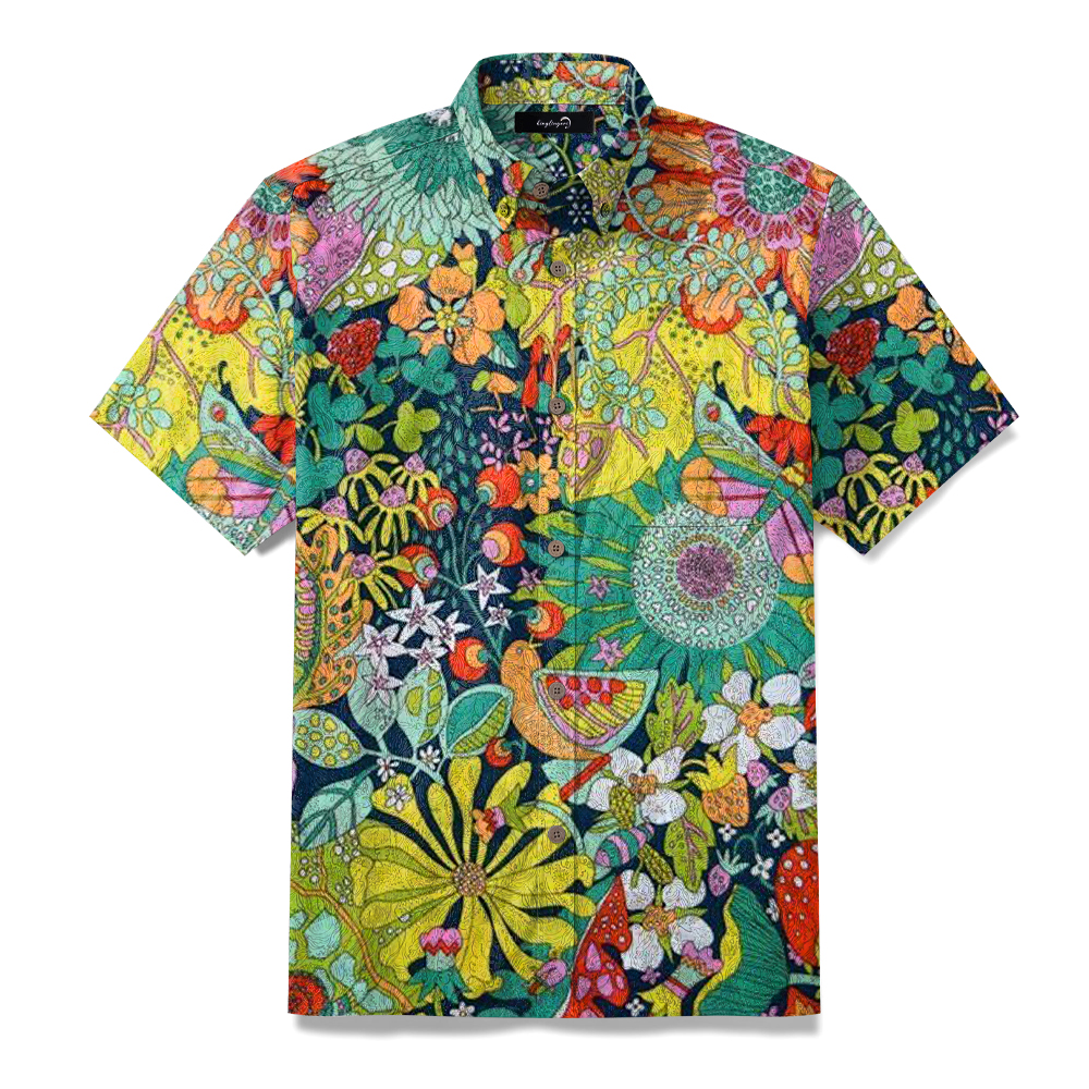 2025 unique colorful hawaiian printed aloha shirt