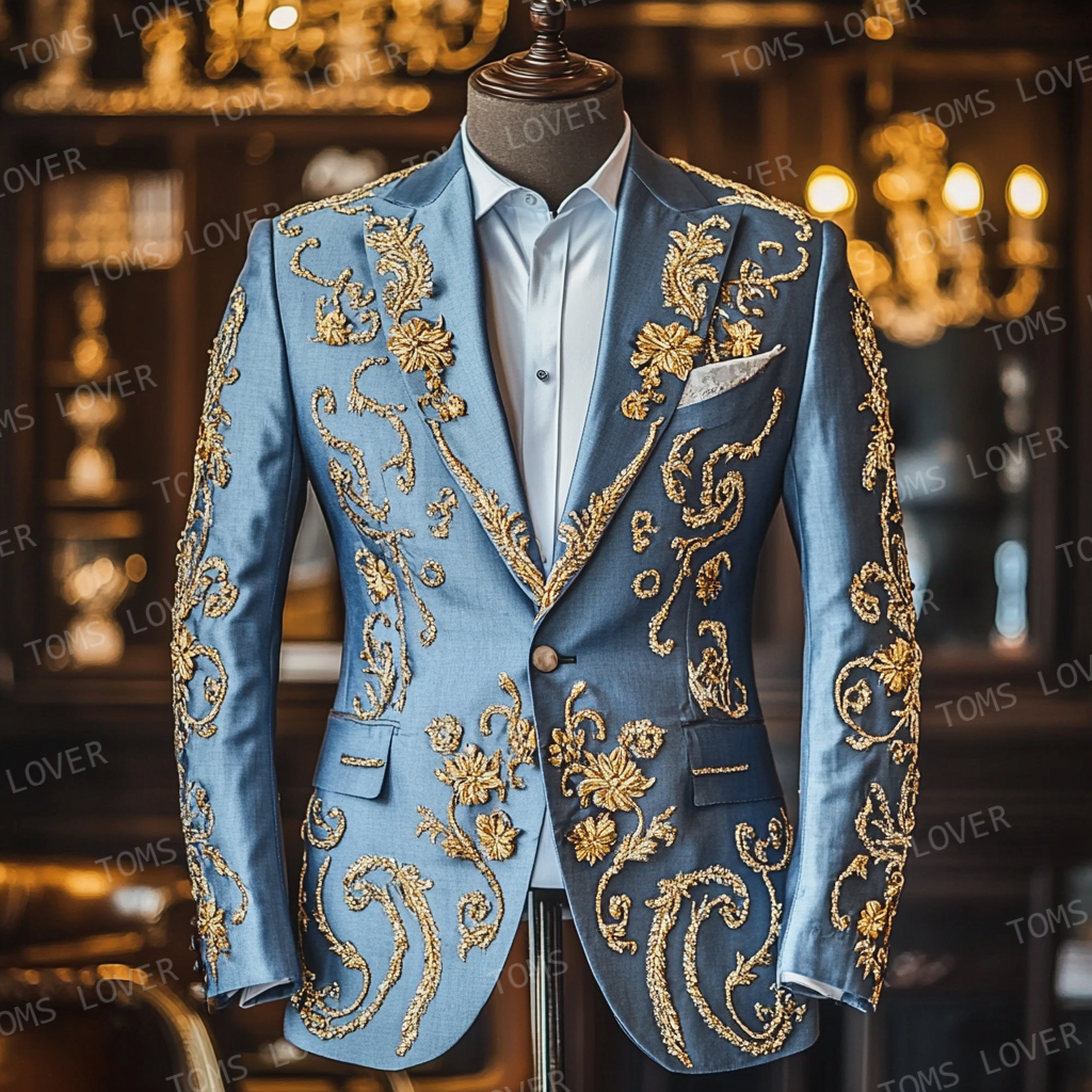 Luxury Blazer Single Button Wedding Social Casual Suit