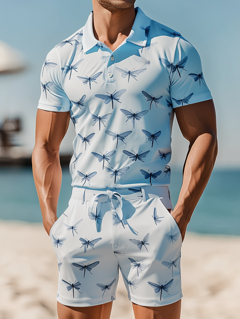 Men's  Print Polo Set Polo Shirt