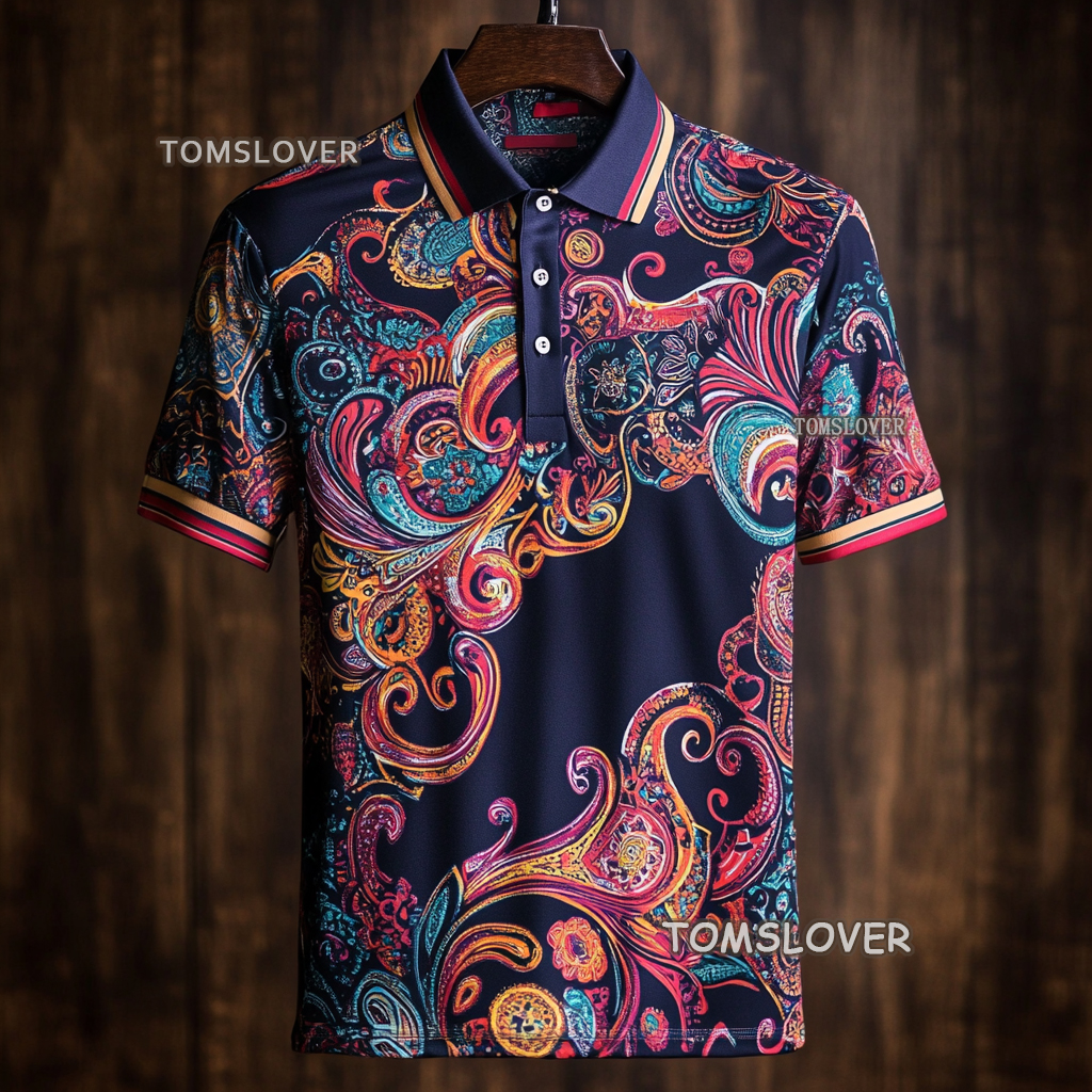 Men's paisley polo shirt