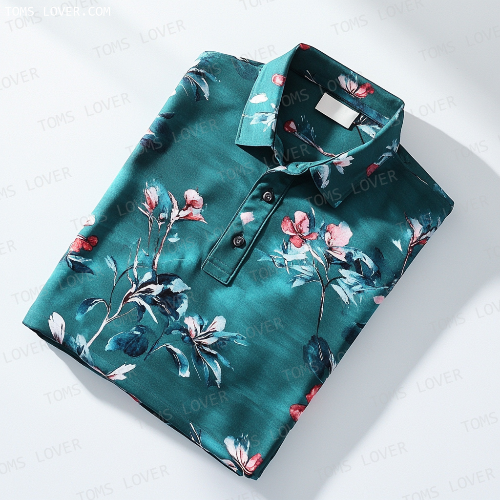 Floral botanical print polo shirt Men's polo shirt