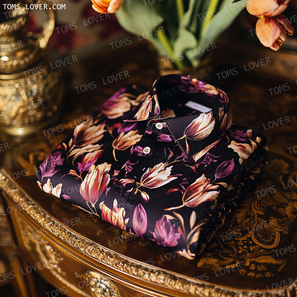 Tulip flower print shirt for men