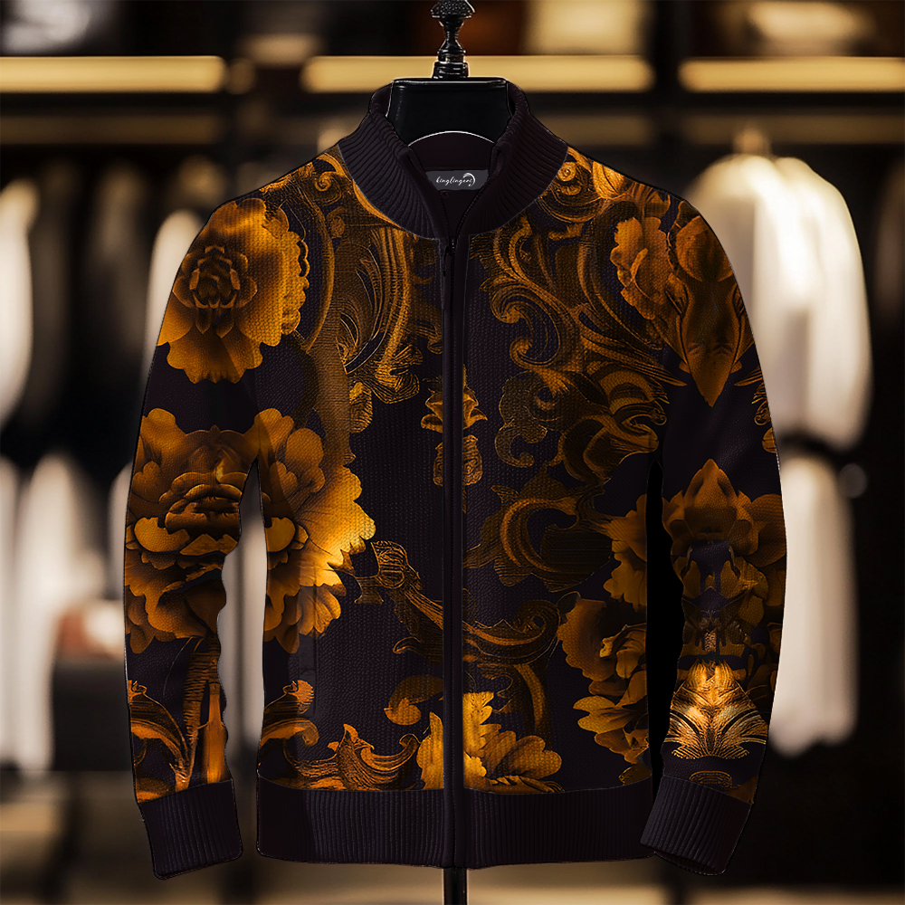 TomsloverMen's Fashion Stand Collar Cardigan Sweater Knit Jacket