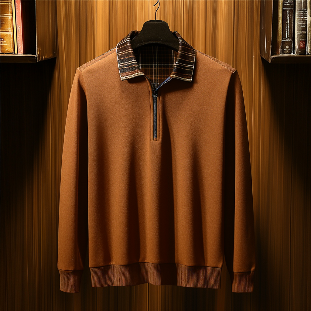 Men's casual half-zip polo shirt