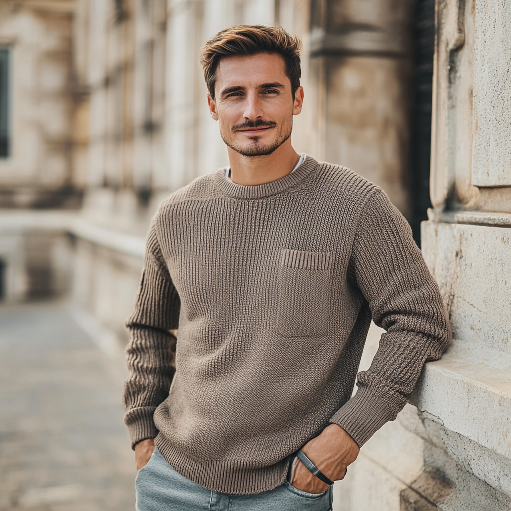 Men's business round neck pullover sweater