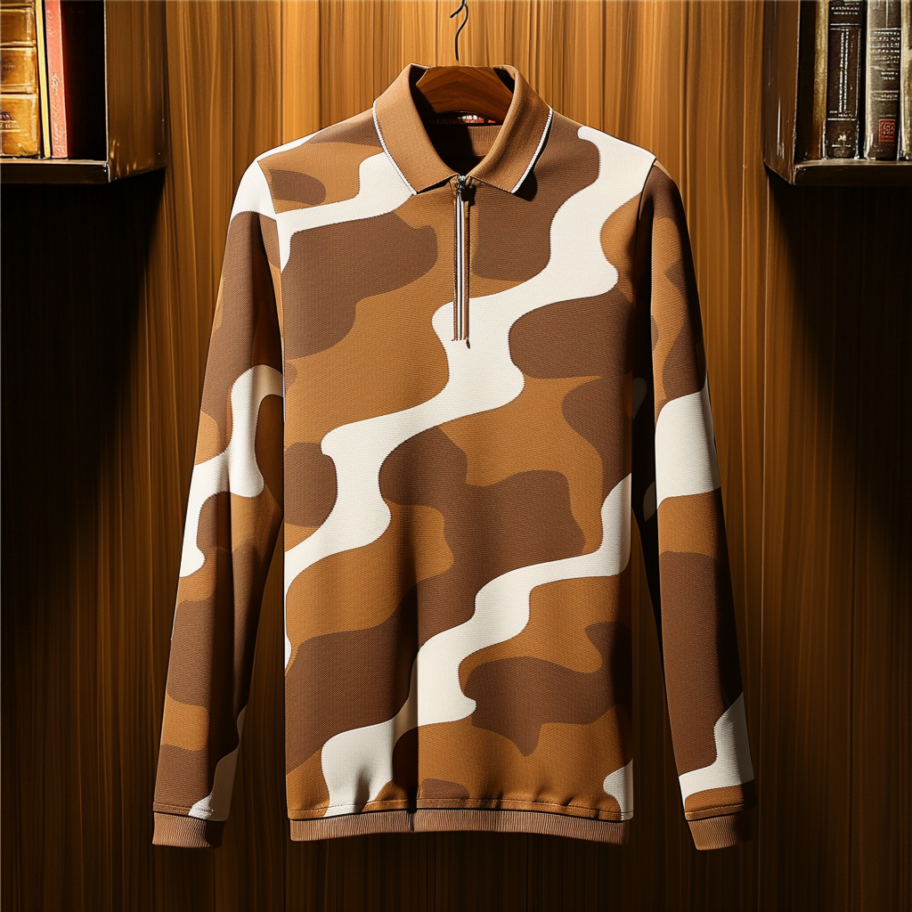 Men's casual half-zip polo shirt