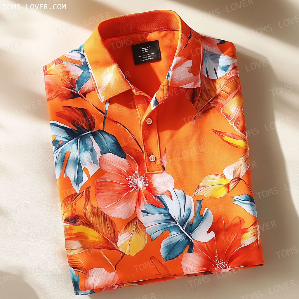 Floral botanical print polo shirt Men's polo shirt