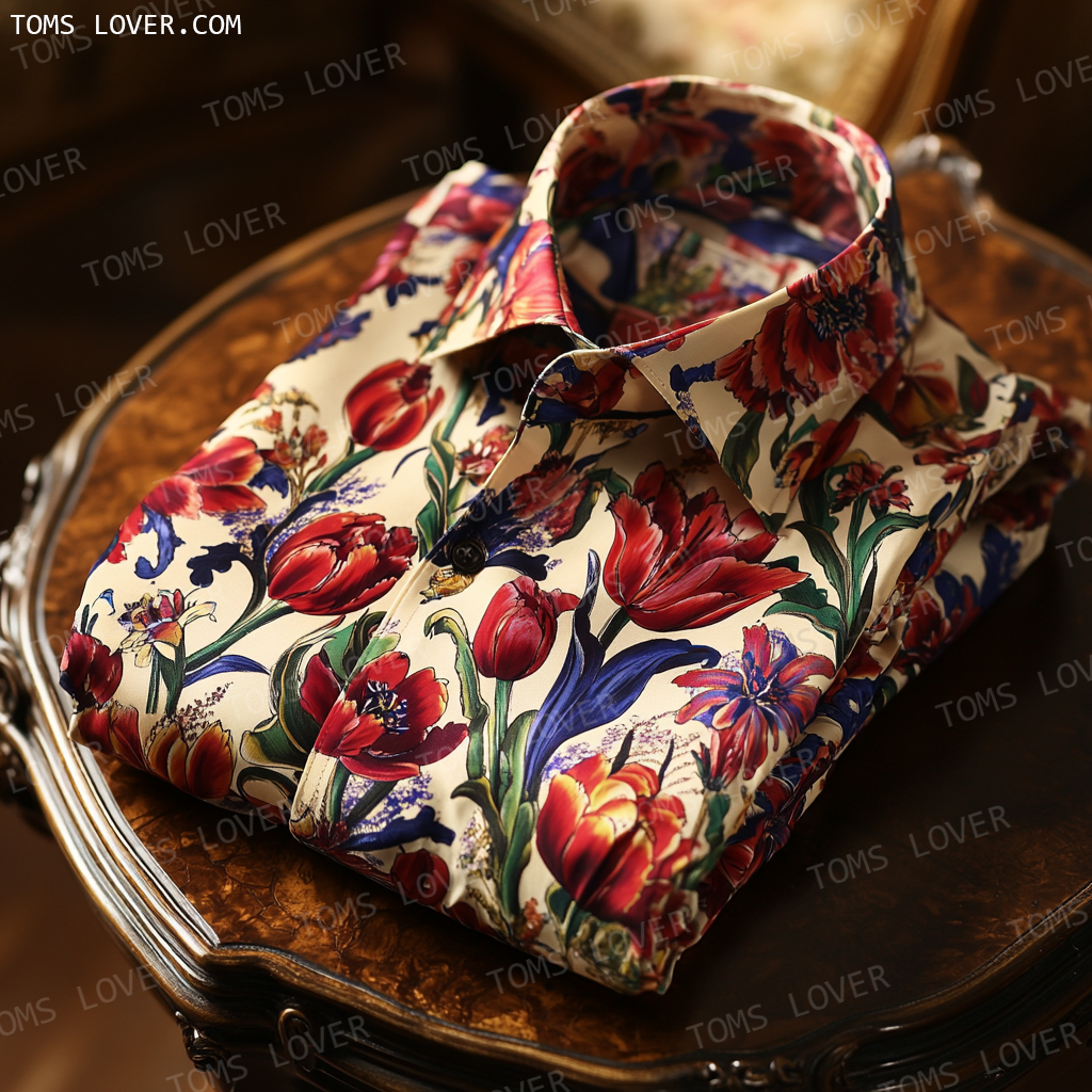 Tulip flower print shirt for men