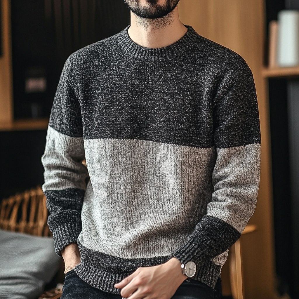 Men's business round neck pullover sweater