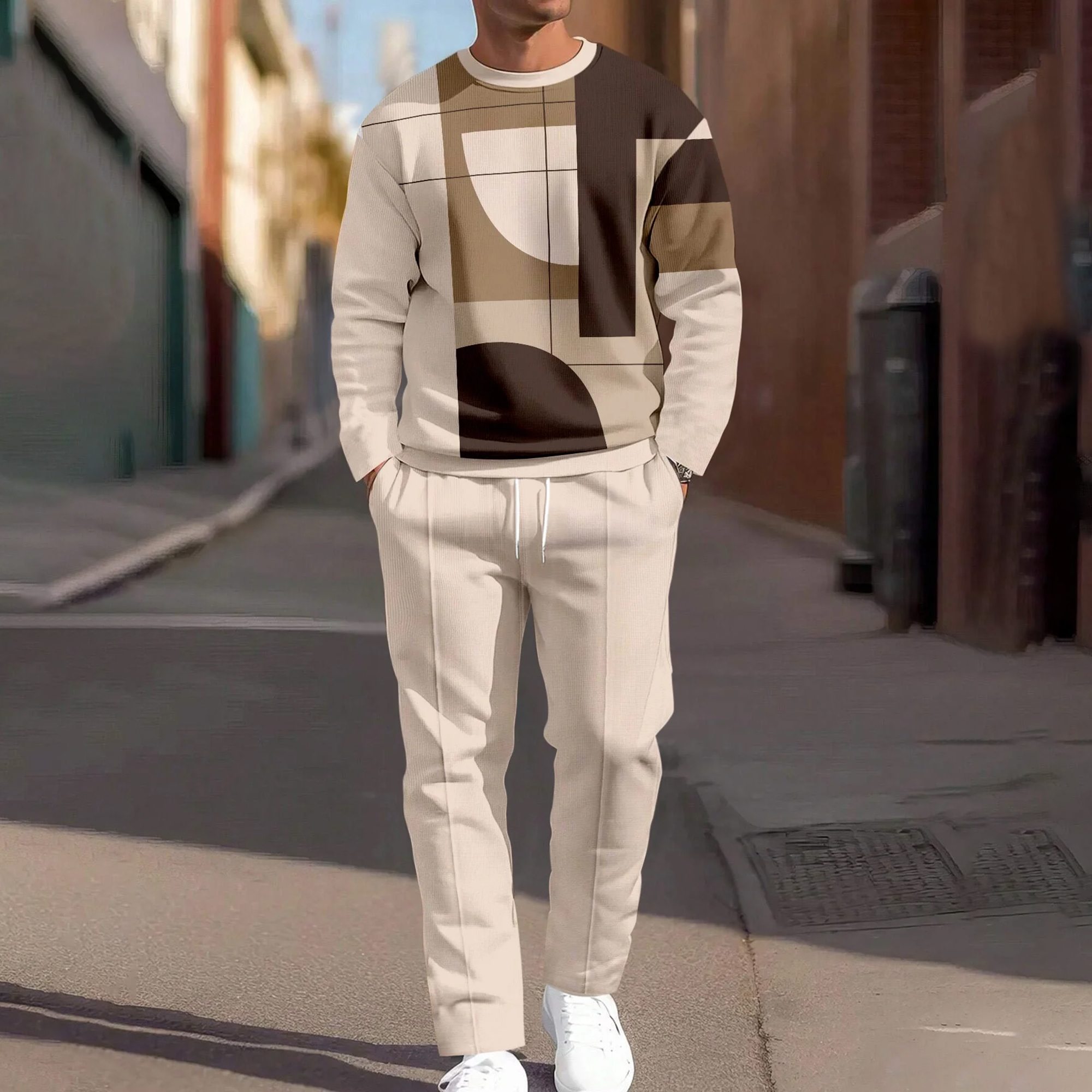 Men's Simple Round Neck Casual Sports Set 