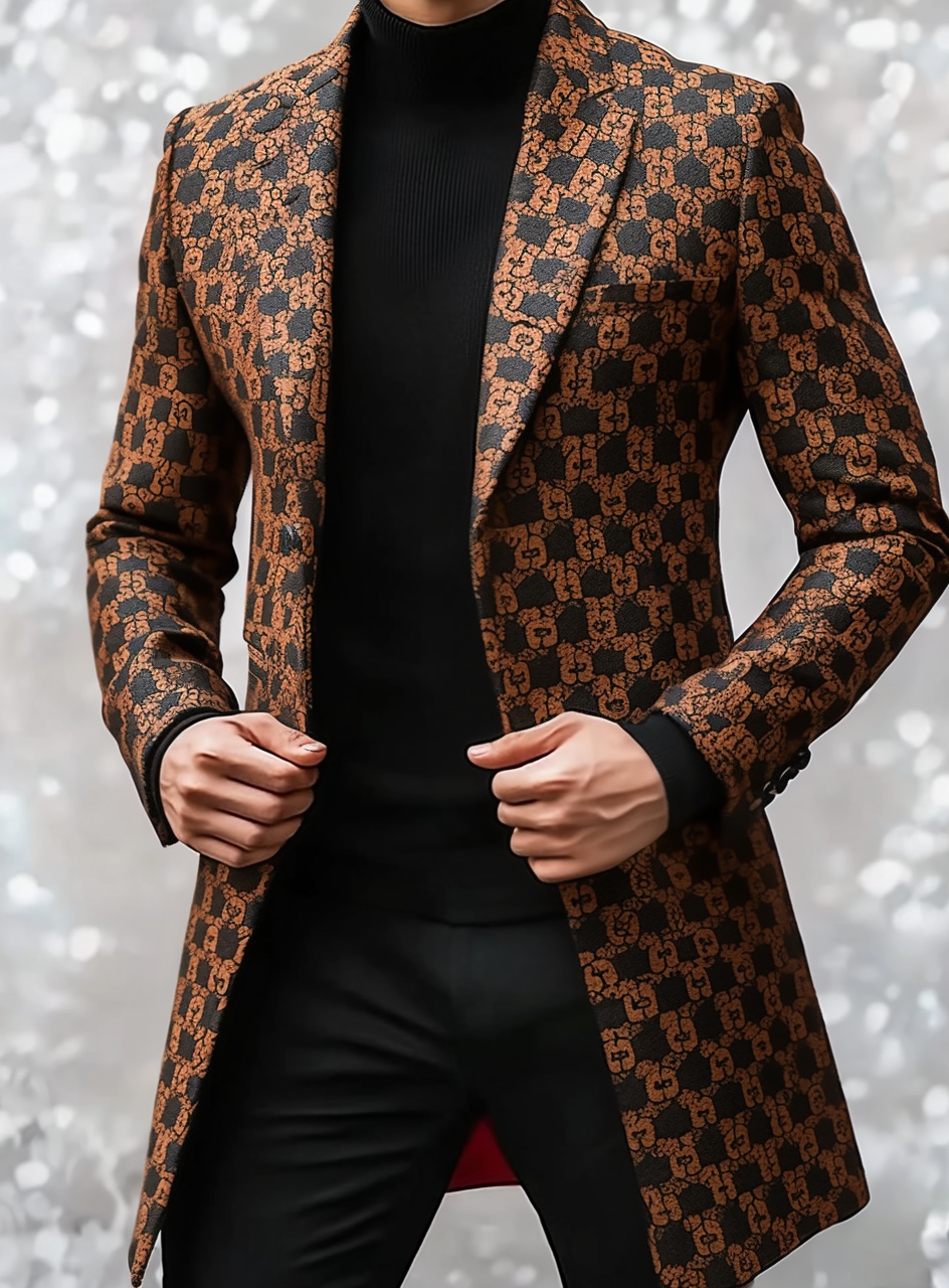 Gentleman's printed jacket overcoat mid-length coat