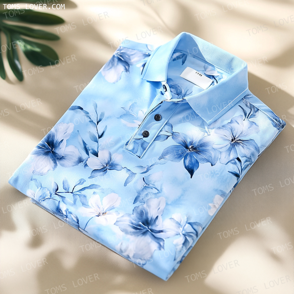 Floral botanical print polo shirt Men's polo shirt