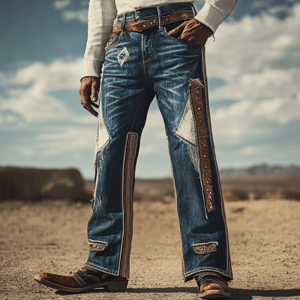 High-quality jeans with a graphic pattern