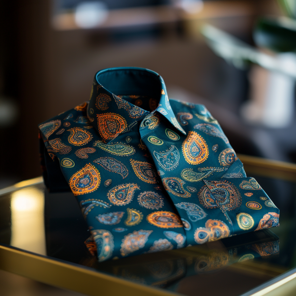 Bold Vintage Design Men's Classic Paisley Shirt Long sleeve 