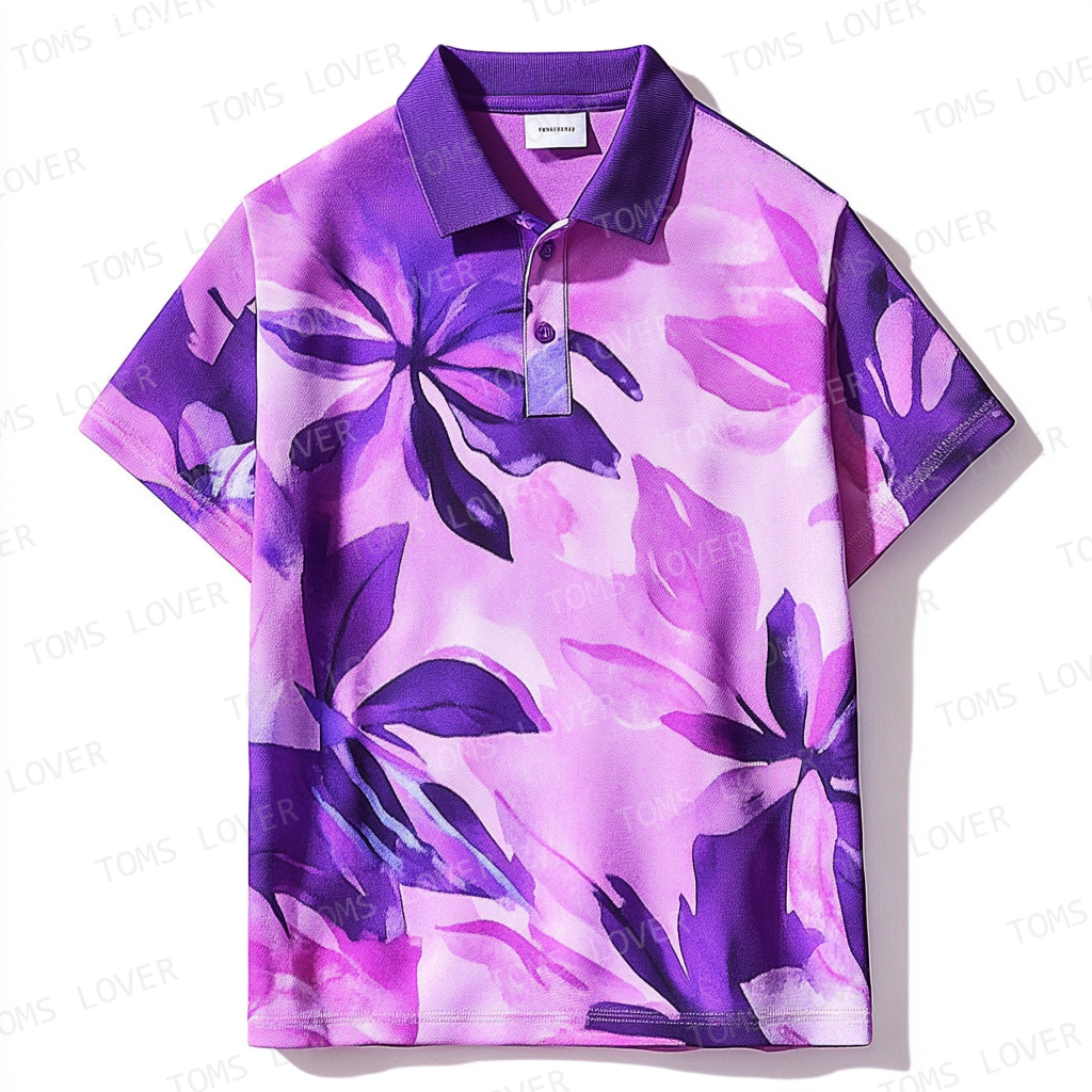 Floral botanical print polo shirt Men's polo shirt