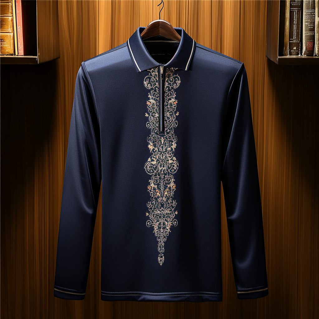 Men's casual half-zip polo shirt